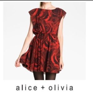 Alice + Olivia Corwin Rose Silk Dress